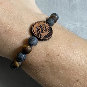 Náramek Hory – merbau, matný larvikit a tygří oko - Obrázek 3