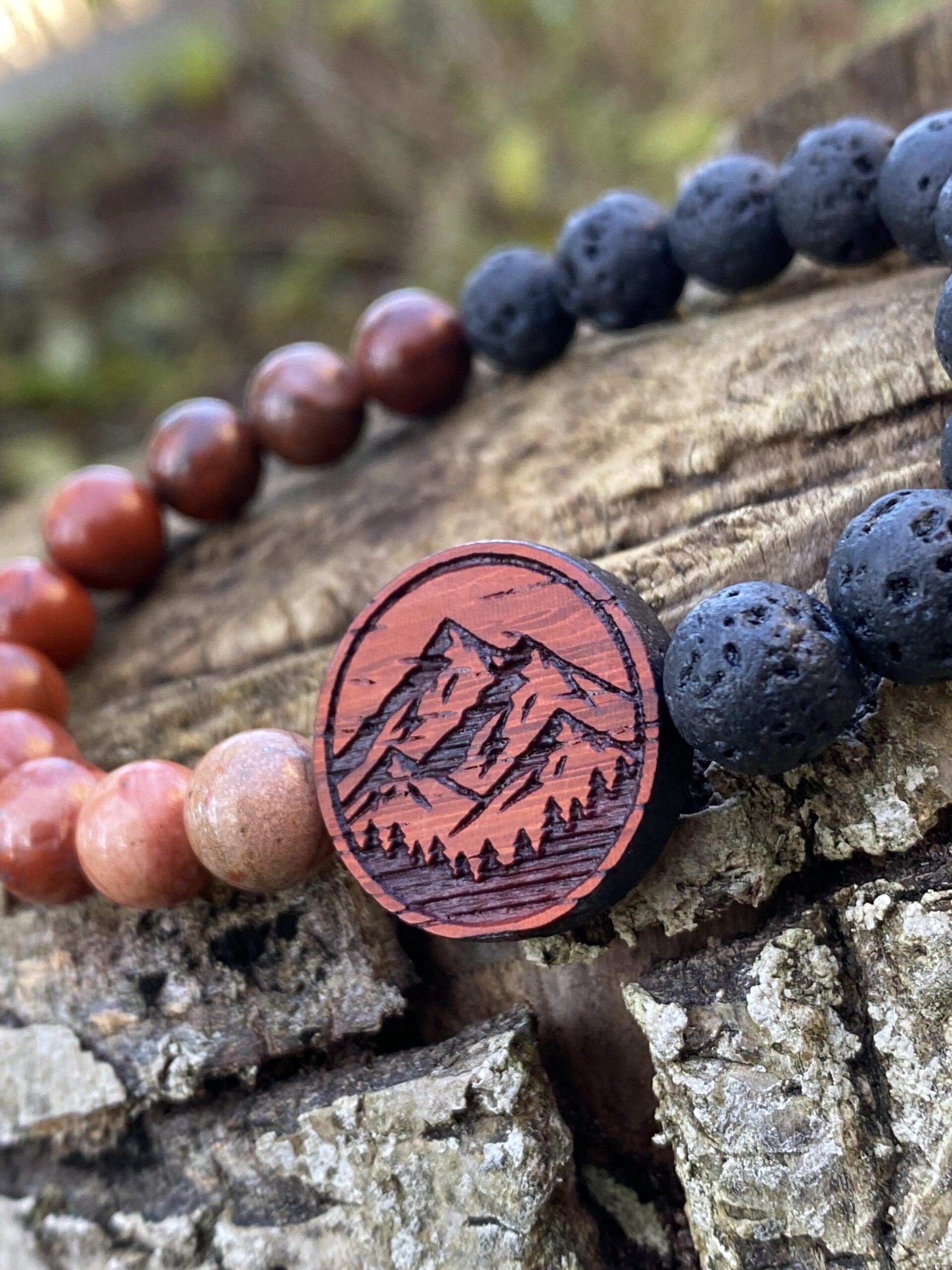 Náramek Vulkán - červený jaspis, láva - Obrázek 2