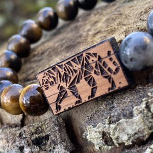 Náramek Tygr - merbau, larvikit, tygří oko - Obrázek 2