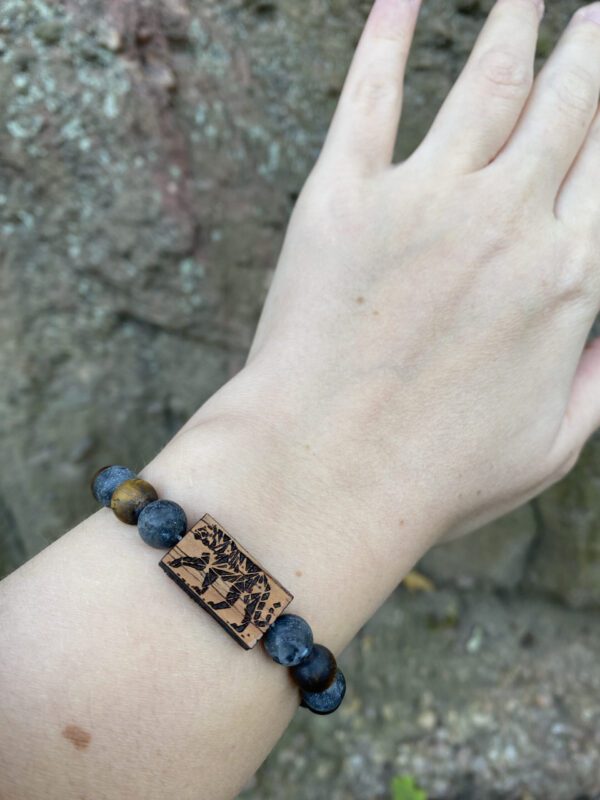 Náramek Tygr - merbau, matný larvikit a tygří oko - Obrázek 3