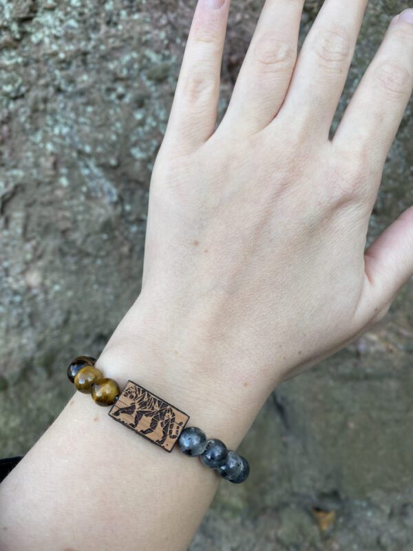 Náramek Tygr - merbau, larvikit, tygří oko - Obrázek 3