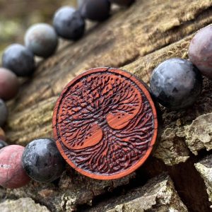 Náramek Strom života - padouk, larvikit, jaspis picasso - Obrázek 2