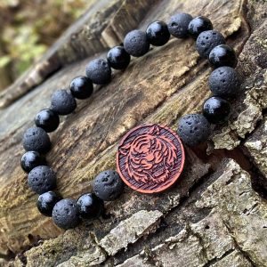 Náramek Hlava tygra - padouk, láva, onyx