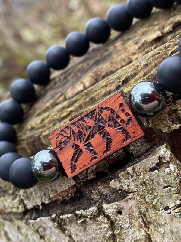 Náramek Tygr - padouk, hematit, matný onyx - Obrázek 2