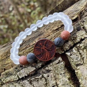 Náramek Anděl - padouk, matný larvikit, mramorový jaspis