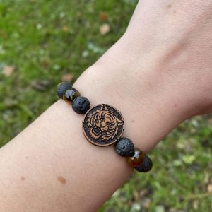 Náramek Hlava Tygra - merbau, tygří oko, láva - Obrázek 3