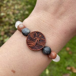 Náramek Anděl - padouk, matný larvikit, mramorový jaspis - Obrázek 3