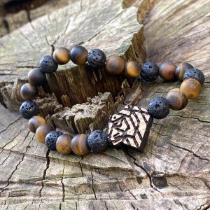 Náramek Tygr - dub, tygří oko, láva