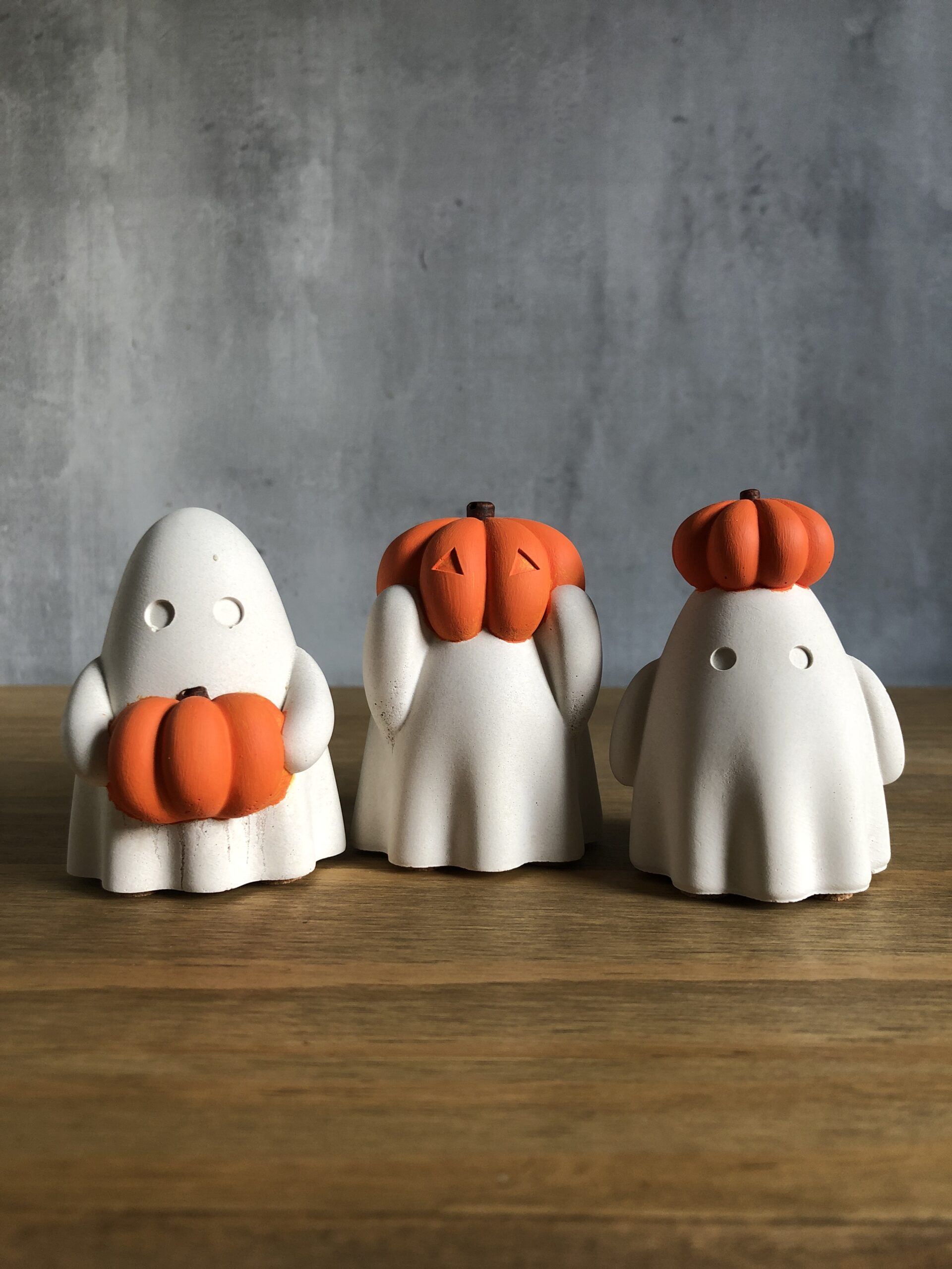 Duchové s dýněmi – betonová sada 3 podzimních dekorací - Obrázek 1
